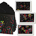 Miniatyrbild 4 av 4: 50-dels Scratch Art-set - Regnbågspapper & Penna för barn 8-12