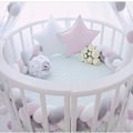 Miniatyrbilde 4 av 4: Sengestopp, baby støtfanger sengslange baby seng støtfanger veving kantbeskyttelse hodebeskyttelse dekorasjon for barneseng (grå, 100 cm) hvit * rosa * grå White*Pink*Grey 150cm