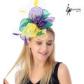 Pikkukuva 2 / 5: Damfascinatorhatt för Tea Party Church Cocktail, fjädrar slöja Pannband med hårklämma