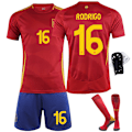 Miniatyrbillede 4 af 8: 2024 Spanien EM-tröja nr 9 Gavi 26 Pedri 7 Morata 16 Rodri fotbollströja set No socks size 7 No socks size 7 No socks size 7 28 yards