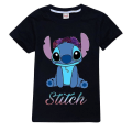 Pikkukuva 1 / 2: 7-14 vuotta Lapset Teinipojat Tytöt Lilo And Stitch T-paidat Painetut kesäpaidat Lahjat Musta 9-10 vuotta