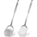 Stainless Steel Spatula Set, Two Pieces - Heavy-Duty Kitchen Utensils with Ergonomic Handles and Non-Stick Compatibility