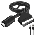 Miniatyrbillede 1 af 5: Ny HDMI til SCART-kabel 1 meter lang direkte forbindelse co sort 1m