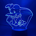 Miniatyrbillede 3 af 5: 3D Natlampe 3D Led Natlampe Dumbo Sød Baby Nat