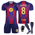 Miniatyrbillede 3 af 9: 25-26 Barcelona hjemmebane børnefodbolduniform 6 Gavi 9 Lewandowski 19 Yamal 8 Pedri trøje Barcelona sæt Størrelse 20 sokker Size 20 socks 2XL