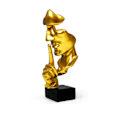 Miniatyrbillede 2 af 5: Stilhed er guld tænker statue, abstrakte ansigtsstatuer