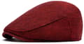 Herrplattmössa, ventilerande polyester med bomullsfoder, klassisk sommarhatt för dagligt bruk, vinröd, L (56 till 58 cm)
