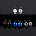 Miniatyrbillede 3 af 5: 4 par titan skruv tilbage kirurgiske øreringe i rustfrit stål til kvinder mænd, Rainbow 5A Cubic Zirconia dubber dobbeltsidede øreringe 6 mm