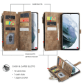 Miniatyrbillede 3 af 4: Kompatibel med Samsung Galaxy S21 5g Etui Tegnebog Flip-kortholder Pu Læder Magnetisk Beskyttende Flip Cover - Sort Brun szq