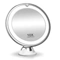 Makeup Mirror with Suction Cup, LED Light and 10x Magnification White Vit White