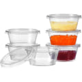 Miniatyrbilde 1 av 5: 100-pakning med plastbeholdere med lokk, 2OZ/60ml matbeholdere