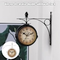 Miniatyrbillede 2 af 5: Udendørs Montering Ur Have Station Vægur Dobbeltsidet Ur Sort/Hvid Hvid