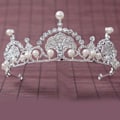 Miniatyrbillede 1 af 2: Heyone Sølvperle Brudbryllup Krone Pandebånd Kvinder Krystal Tiara Hovedbeklædning Bryllup Hårtilbehør