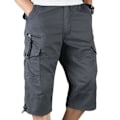 Pikkukuva 2 / 3: Män Plain 3/4 Längd Cargo Pants Combat Multi Pockets Mörkgrå 2XL zdq