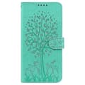 Kompatibel iPhone 11 Pro Max Etui i Läder - Grønt Tre og Hjort