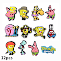 Miniatyrbillede 3 af 5: 12 ST Søde SpongeBob Croc Sko Charms til Clog Sandaler Dekoration