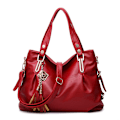 Miniatyrbild 1 av 5: Dam Handväska Axelväska Crossbody Bag Mjukt Läder Stor Väska Wine Red
