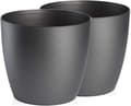 Blomkruka, Plastkruka, Set om 2, Rund Form, Kruka (Grafit, ø 20 cm)