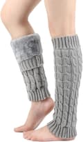2-pack, Varma vinterleggings för kvinnor, fleecefoder, långa stickade leggings, varma stövelstrumpor, för skridskor, grå