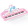 Miniatyrbilde 1 av 4: Barnepiano 37 Tangenter Elektronisk Keyboard Piano Musikleketøy med Mikrofon for Barn Rosa