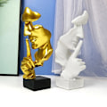 Miniatyrbillede 5 af 5: Stilhed er guld tænker statue, abstrakte ansigtsstatuer