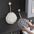 Miniatyrbild 2 av 3: Hängande handduk Chenille Handboll Mikrofiber Snabbtorkande Hängande bomull Handduk Diskhanddukar Badrum Badboll För Kök Badrum (grå)