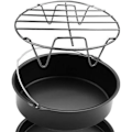 Miniatyrbild 4 av 4: HHL 2-pack 6/7/8-tums luftfritöstillbehör Rostfritt stål Matlagningsställ Runt köksstål Enkellagers grillgaller (d-v2)