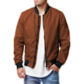 Miniatyrbild 1 av 5: Herr Bomberjacka Långärmad Full Zip Casual Coat Ståkrage Ytterkläder med fickor caramel 4XL zdq