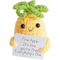Miniatyrbilde 1 av 5: Mini morsom positiv potet, strikkeleke i myk ull 3 tommer søt heklet dukke med positivt kort Dekorasjon Oppmuntrende støtte (#ananas-1 stk)