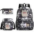 Pusheen 3-delars Set Ryggsäck Mochila Barnväskor med Kapuschong Lightning Black