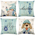 Pikkukuva 1 / 5: Julkuddfodral Jultomten Snögubbe, Merry Bright Let It Snow Kuddfodral, 18 x 18 tum, 4-pack