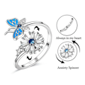 Miniatyrbilde 5 av 5: SQBB Bokstaver Angst Ringe Sølv Spinner Ringe for Butterfly Snowflake Angst Spinning Justerbar Ring for Kvinner T