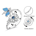 Miniatyrbillede 5 af 5: SQBB Bogstaver Angst Ringe Sølv Spinner Fidget Ringe til Butterfly Snowflake Angst Spinning Justerbar Ring til kvinder T