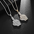 Miniatyrbillede 3 af 5: Mode Utsökt Zirkon Boxningshandskar Hänge Halsband Punk Män S Rock Hip Hop Smycken A7580-Silver