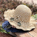 Miniatyrbilde 4 av 5: Elegant Heklet Halmhatt med Volangdetalj Dame Sommer Strand Halmhatt Pink m