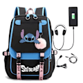 Miniatyrbild 1 av 4: stitch ryggsäck barn ryggsäckar ryggväska med USB uttag 1st blå 2 blå 2