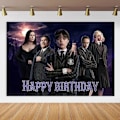 Pikkukuva 3 / 5: Wednesday Addams Syntymäpäiväjuhlat Koristelu Lasten Suihku Pojat Tytöt Astiat Tarvikkeet Kuppi Liina Numero Ilmapallo Kakku Tausta lautasliinat 20kpl