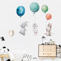 Miniatyrbillede 5 af 5: Søte kanin- og ballondekaler Kanin vægklistermærker Soveværelse L
