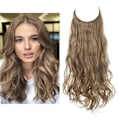Miniatyrbilde 1 av 4: Syntetiske Ingen Klips Bølge Hårforlengelser Ombre Naturlig Svart Blond Rosa En Bit Falsk Hårstykke Fiske Linje Falske Hårstykker Pecan Blond 16 Tommer