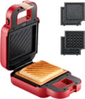 Mini Toasted Sandwich Maker Tarttumaton & Helppo Puhdistaa Kuumalevyt (Punainen)