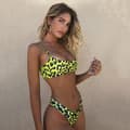 Leopard Bikini Set för Damer, Bandeau-Bikini med Band, Baddräkt Grön Green S