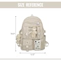 Pikkukuva 2 / 6: Kawaii-reppu tytöille, söpö esteettinen reppu, koulureppu neulalla ja tarvikkeilla White