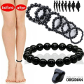 Miniatyrbillede 2 af 5: Sort Obsidian Natursten Armbånd Fedt Lindring Fremmer Blodcirkulation Anti Angst Vægttab Armbånd ZDQ
