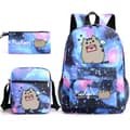 Pusheen 3-delars Set Ryggsäck Mochila Barnväskor med Kapacitet Starry blue