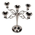 Miniatyrbilde 6 av 6: Metallkandelaber Svart 5 Armer Elegant Fargebestandig Stabil Bred Base Konisk Lysestake for Fest Bryllup