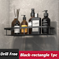 Miniatyrbillede 1 af 5: Hörn Dusch Caddies Badkar Organizer Hylla SVART RECTANGLE sort rektangel 1stk black rectangle 1pc