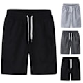 Miniatyrbillede 5 af 5: Cargo Shorts Elastisk Talje Tynde Løse Lommer Snøre Cargo Shorts Sort Black XL