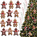 Pikkukuva 1 / 4: 24 kpl Piparkakkumiehiä ja Polka Pig -joulukuusenkoristeita DIY-askarteluun a a