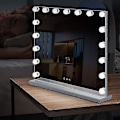 Miniatyrbilde 4 av 4: 70 x 55 cm Hollywood Sminkespeil med 3 Fargemoduser og 14 Dimbar LED-lamper, Stort Kosmetisk Sminkespeil med USB-lading, Kun Lamper
