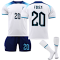Miniatyrbillede 2 af 2: Børn Voksne Fodboldsæt Qatars Landsholds Træningsdragt - Foden England Hjemme 20 Foden England Home 20 XS